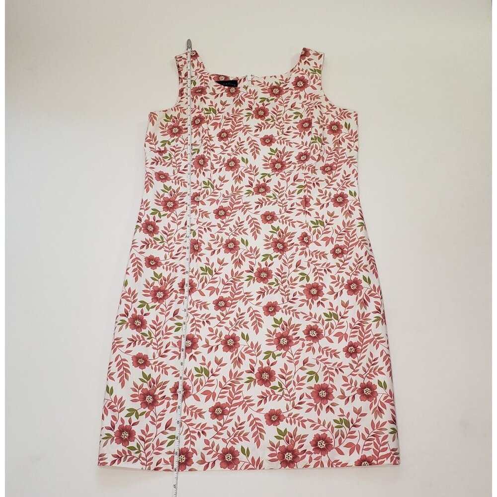 Charter Club Sheath Dress Women's Size 10 Cotton Pink Poppy Floral Zipper VTG - Picture 5 of 16